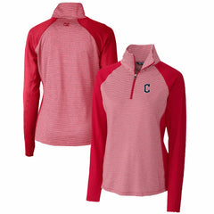 Cleveland Guardians Cutter & Buck Women's DryTec Forge Tonal Stripe Half-Zip Top - MLB Tops