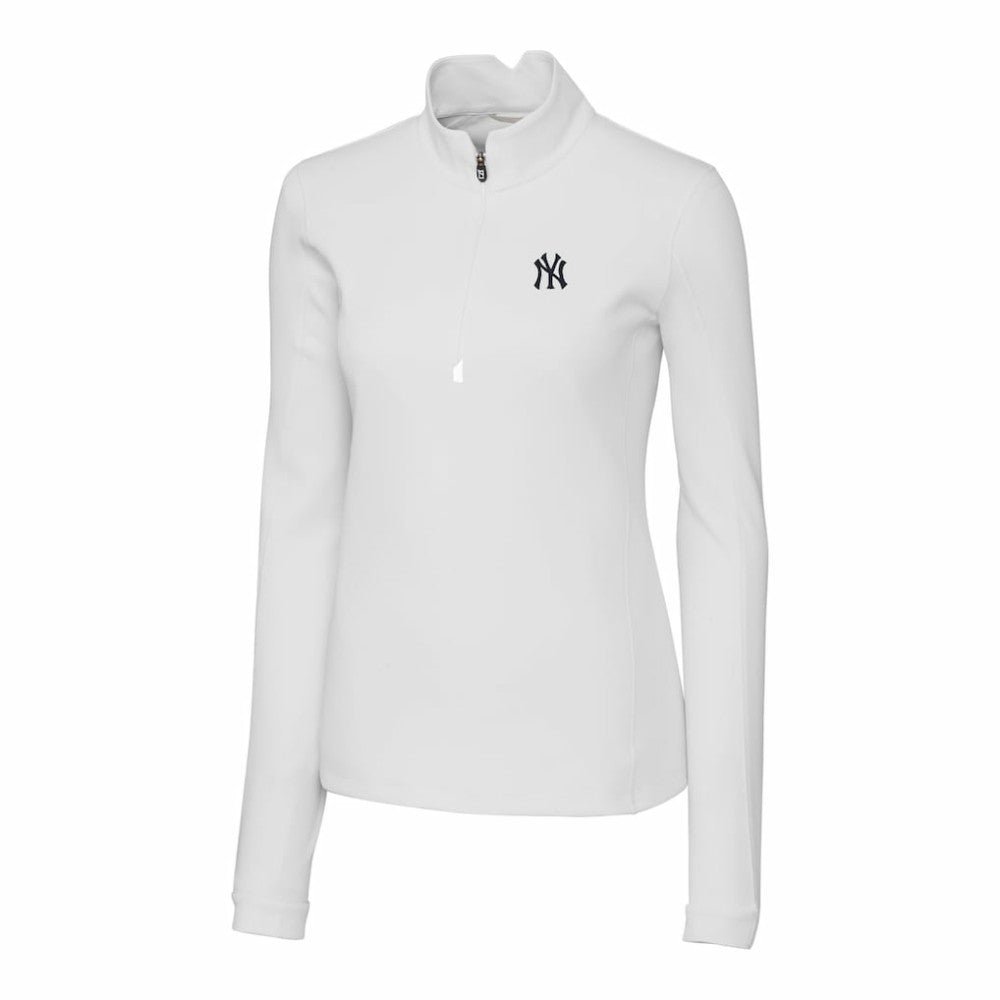New York Yankees Cutter & Buck Women's DryTec Traverse Stretch Quarter-Zip Pullover Top - MLB Pullover