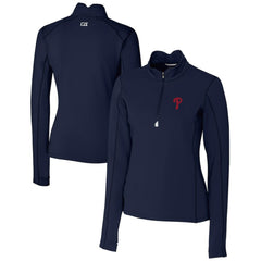 Philadelphia Phillies Cutter & Buck Women's DryTec Traverse Stretch Quarter-Zip Pullover Top - MLB Pullover