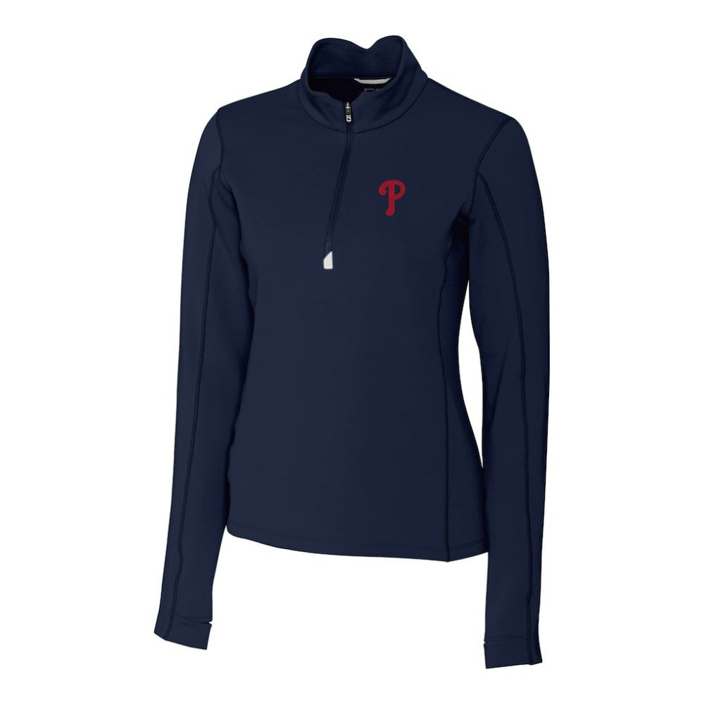 Philadelphia Phillies Cutter & Buck Women's DryTec Traverse Stretch Quarter-Zip Pullover Top - MLB Pullover