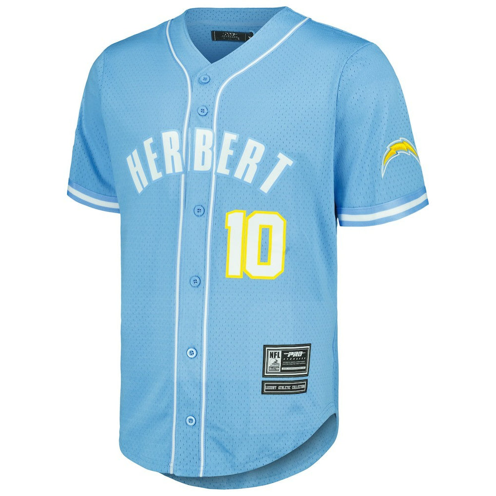 Los Angeles Chargers Justin Herbert  Pro Standard Mesh Baseball Button-Up T-Shirt | NFL US