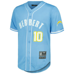 Los Angeles Chargers Justin Herbert  Pro Standard Mesh Baseball Button-Up T-Shirt | NFL US