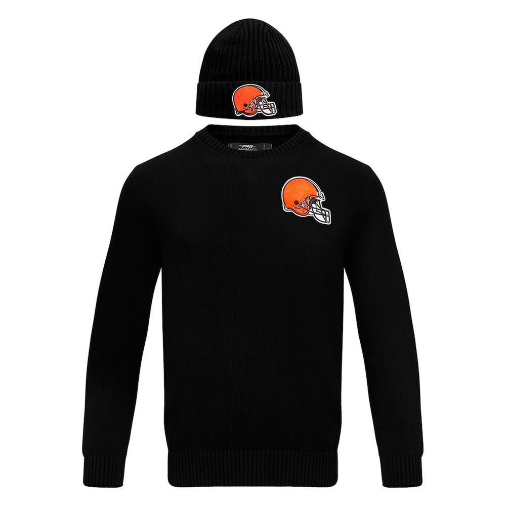 Cleveland Browns Pro Standard Crewneck Pullover Sweater & Cuffed Knit Hat Box Gift Set | NFL Hot
