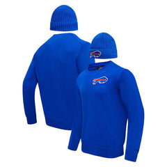 Buffalo Bills Pro Standard Crewneck Pullover Sweater & Cuffed Knit Hat Box Gift Set | NFL Outlet
