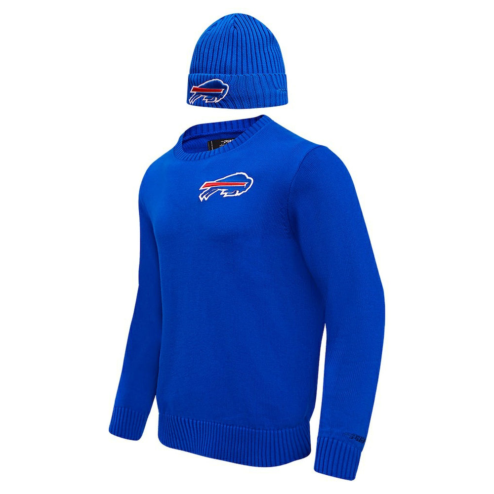 Buffalo Bills Pro Standard Crewneck Pullover Sweater & Cuffed Knit Hat Box Gift Set | NFL Outlet