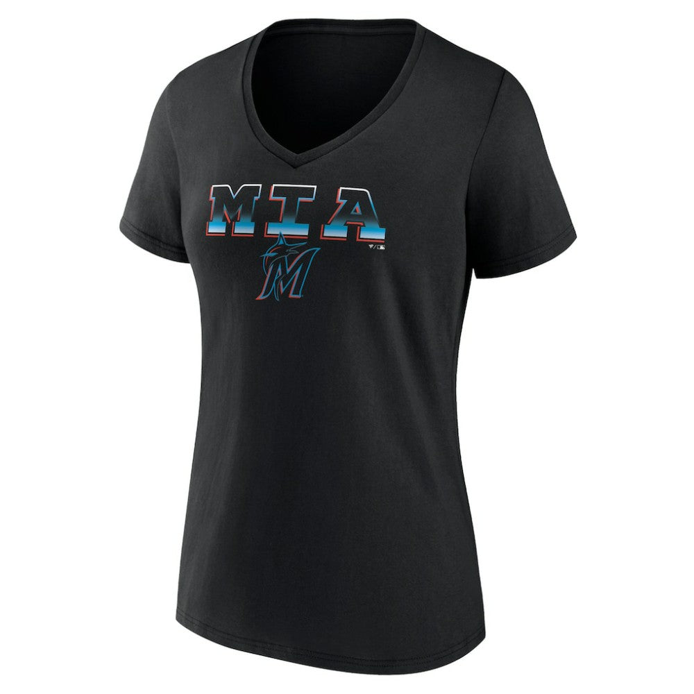 Miami Marlins Women's Hometown Baseball 305 V-Neck T-Shirt - MLB T-shirts