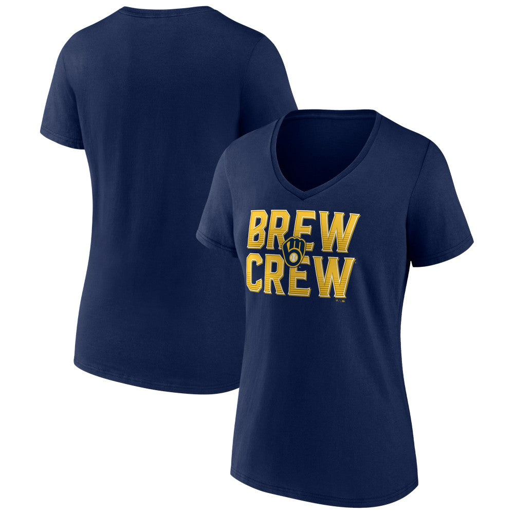 Milwaukee Brewers Women's Hometown Brew Crew Fancy V-Neck T-Shirt - MLB T-shirts