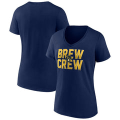 Milwaukee Brewers Women's Hometown Brew Crew Fancy V-Neck T-Shirt - MLB T-shirts