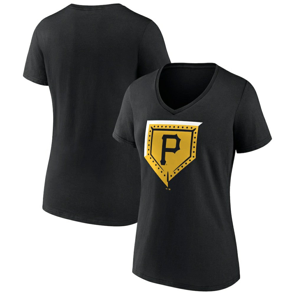 Pittsburgh Pirates Women's Hometown Steel Plate V-Neck T-Shirt - MLB T-shirts