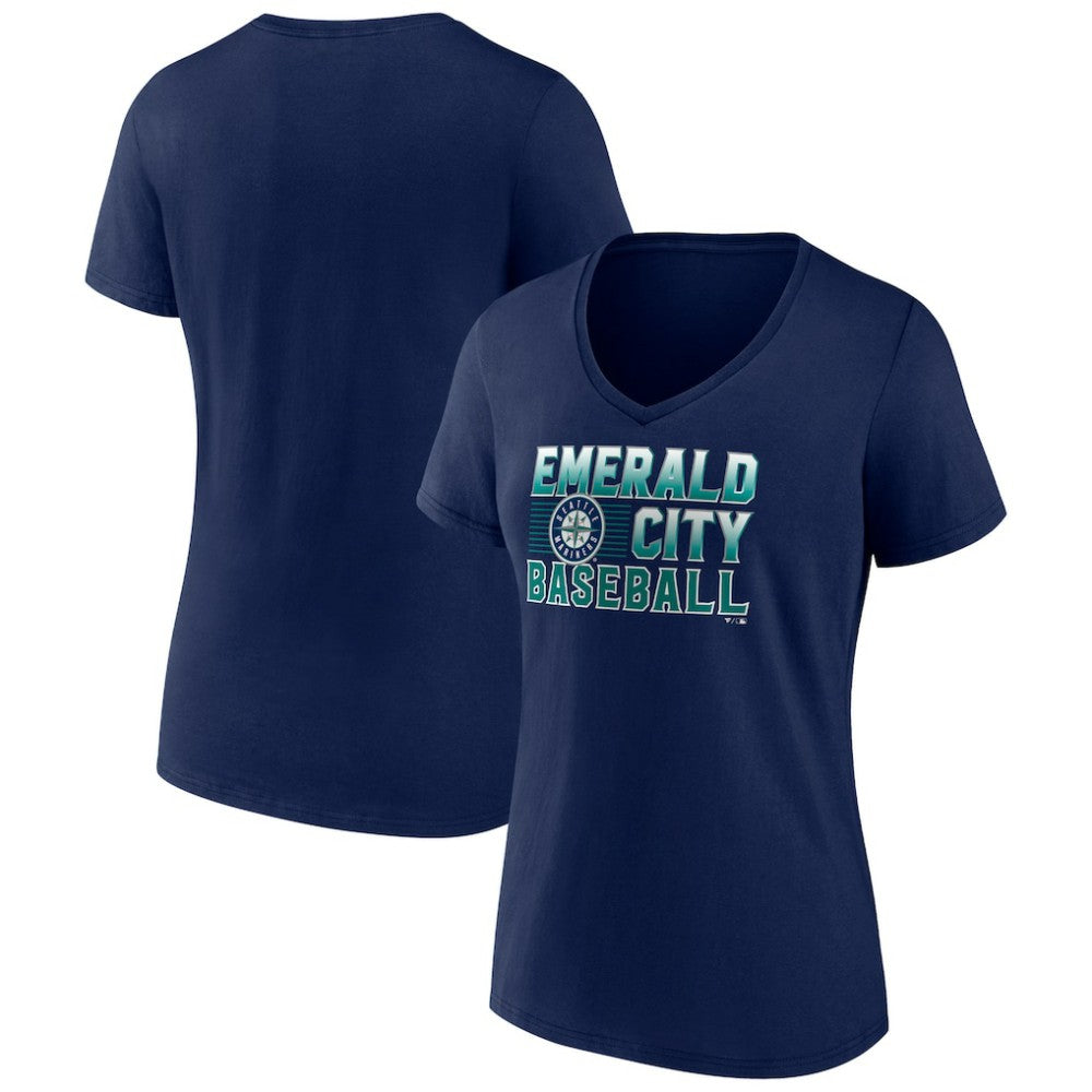 Seattle Mariners Women's Hometown Emerald Baseball V-Neck T-Shirt - MLB T-shirts