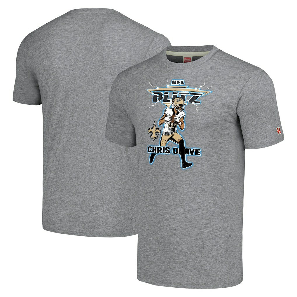 New Orleans Saints Chris Olave  Homage Unisex NFL Blitz Player Tri-Blend T-Shirt | NFL Outlet