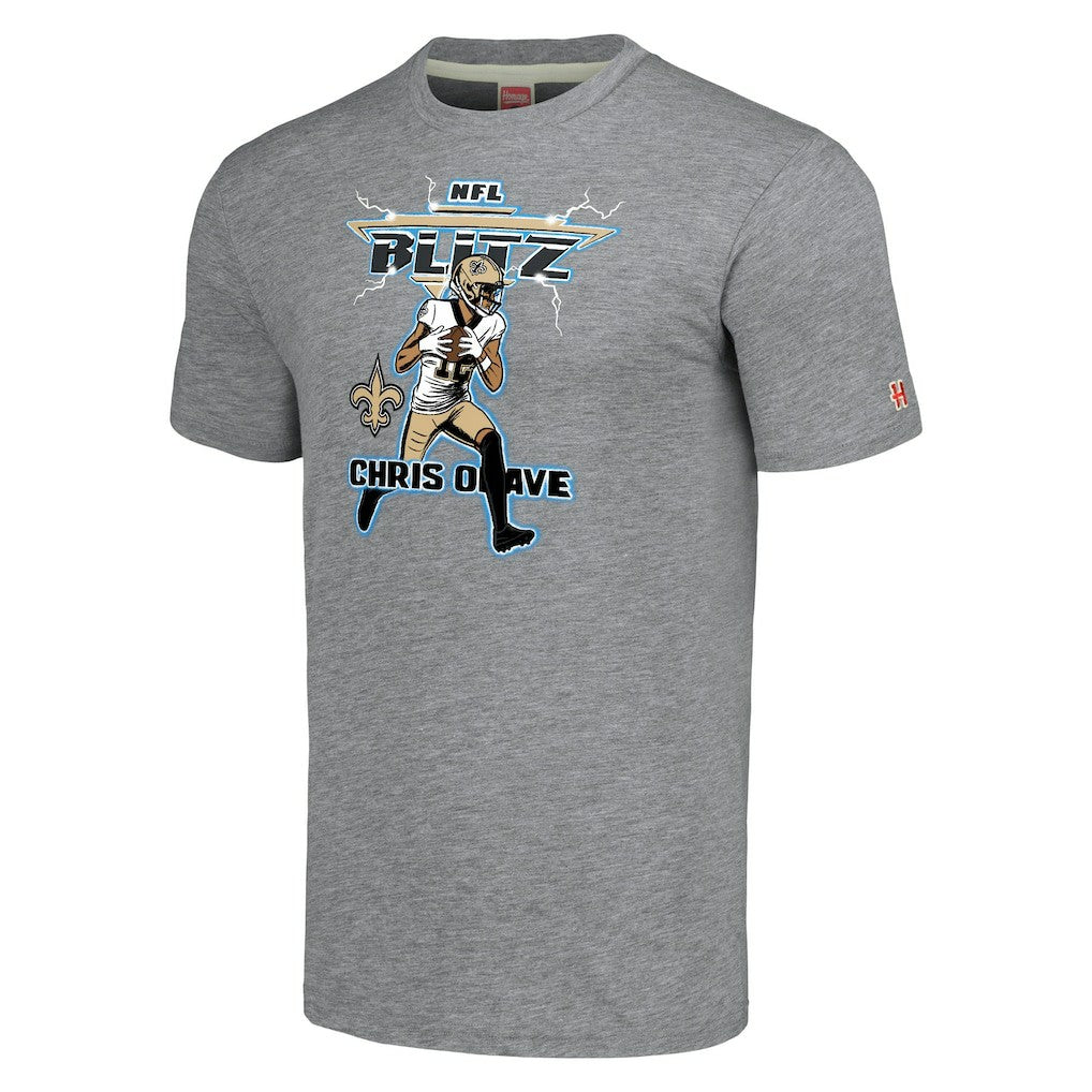 New Orleans Saints Chris Olave  Homage Unisex NFL Blitz Player Tri-Blend T-Shirt | NFL Outlet