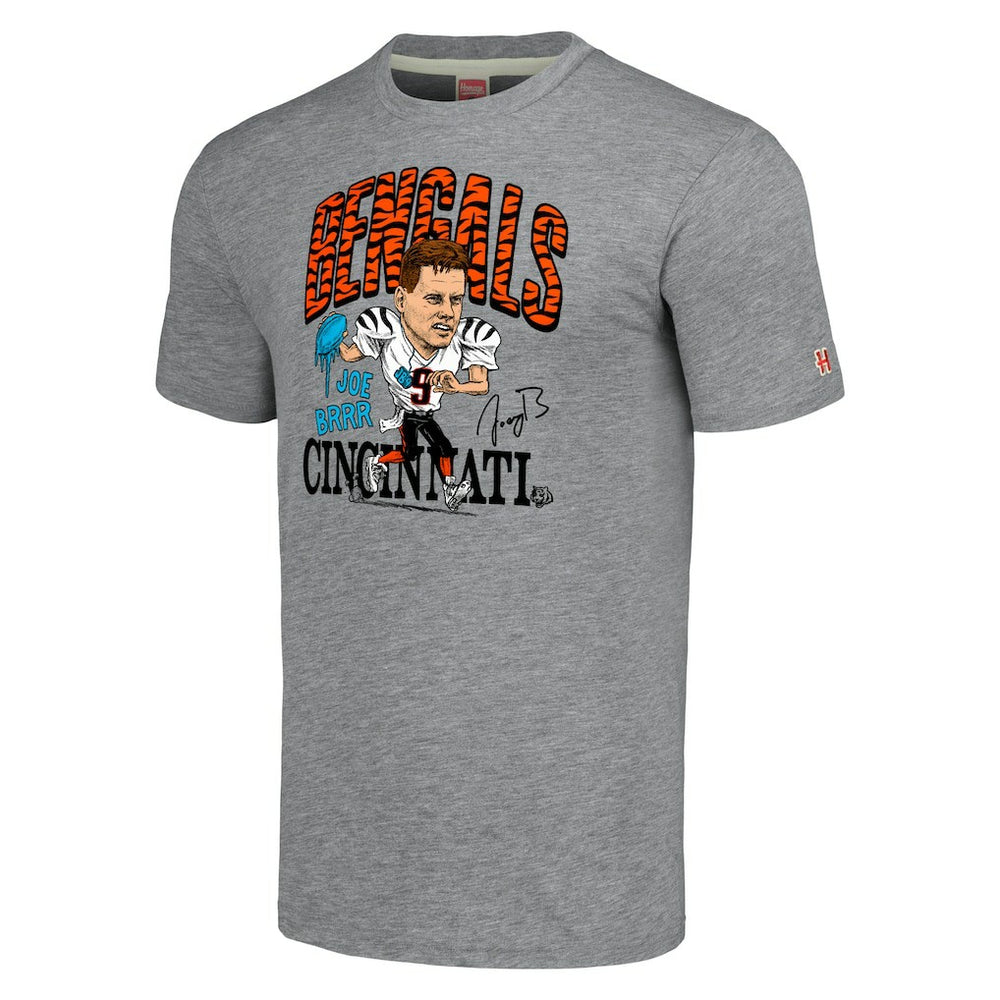 Cincinnati Bengals Joe Burrow  Homage Unisex Caricature Player Tri-Blend T-Shirt | NFL New