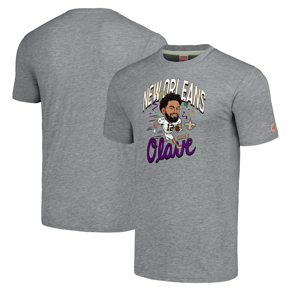 New Orleans Saints Chris Olave  Homage Unisex Caricature Player Tri-Blend T-Shirt | NFL Outlet