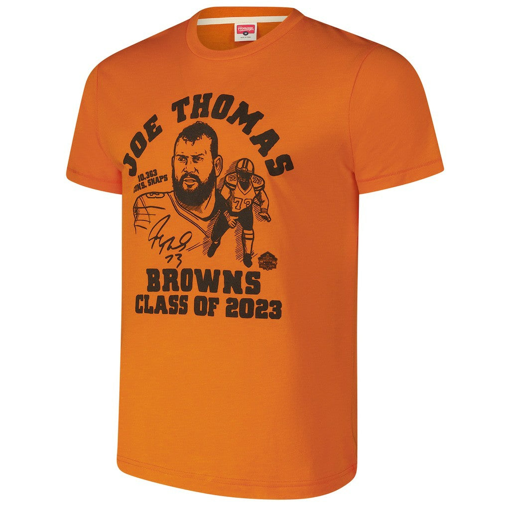 Cleveland Browns Joe Thomas  Homage Unisex Caricature Retired Player Tri-Blend T-Shirt | NFL Sale
