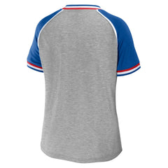 Buffalo Bills WEAR by Erin Andrews Women's Cropped Raglan Throwback V-Neck T-Shirt | NFL Discount