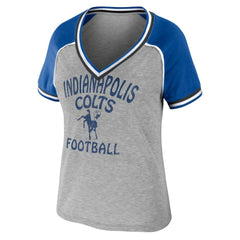 Indianapolis Colts WEAR by Erin Andrews Women's Cropped Raglan Throwback V-Neck T-Shirt | NFL Discount