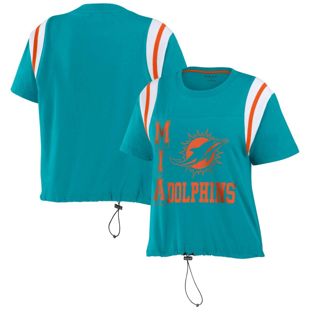 Miami Dolphins WEAR by Erin Andrews Women's Cinched Colorblock T-Shirt | NFL Sale