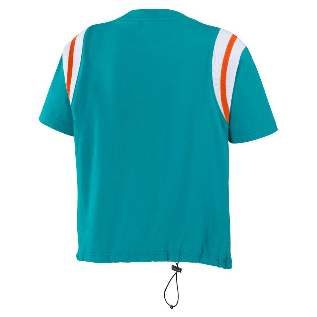Miami Dolphins WEAR by Erin Andrews Women's Cinched Colorblock T-Shirt | NFL Sale