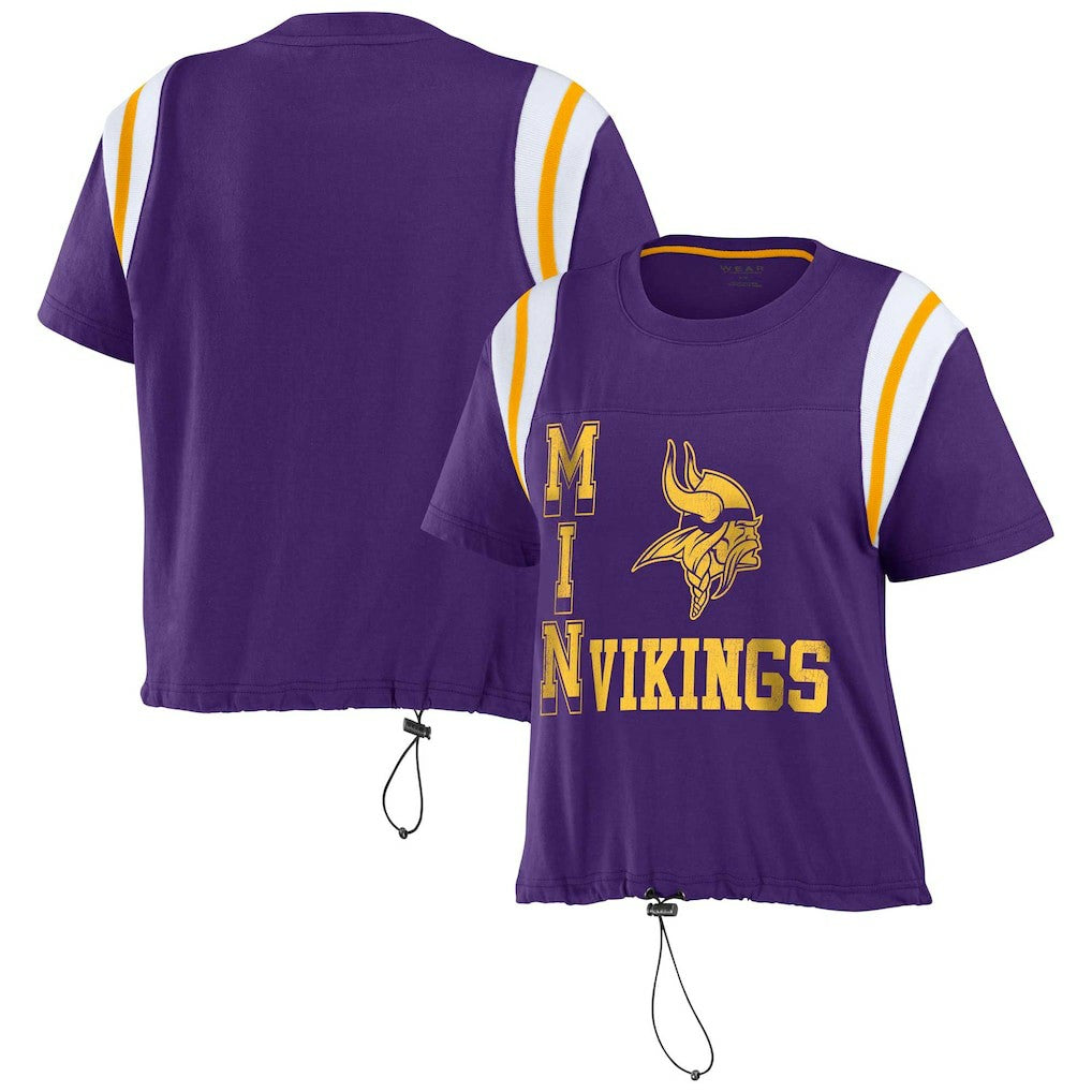 Minnesota Vikings WEAR by Erin Andrews Women's Cinched Colorblock T-Shirt | NFL On sale