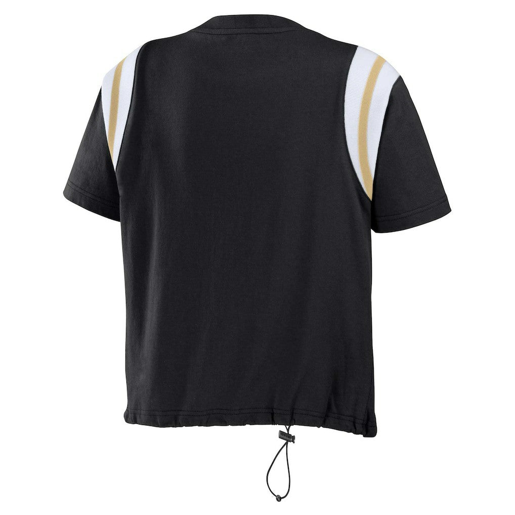New Orleans Saints WEAR by Erin Andrews Women's Cinched Colorblock T-Shirt | NFL US
