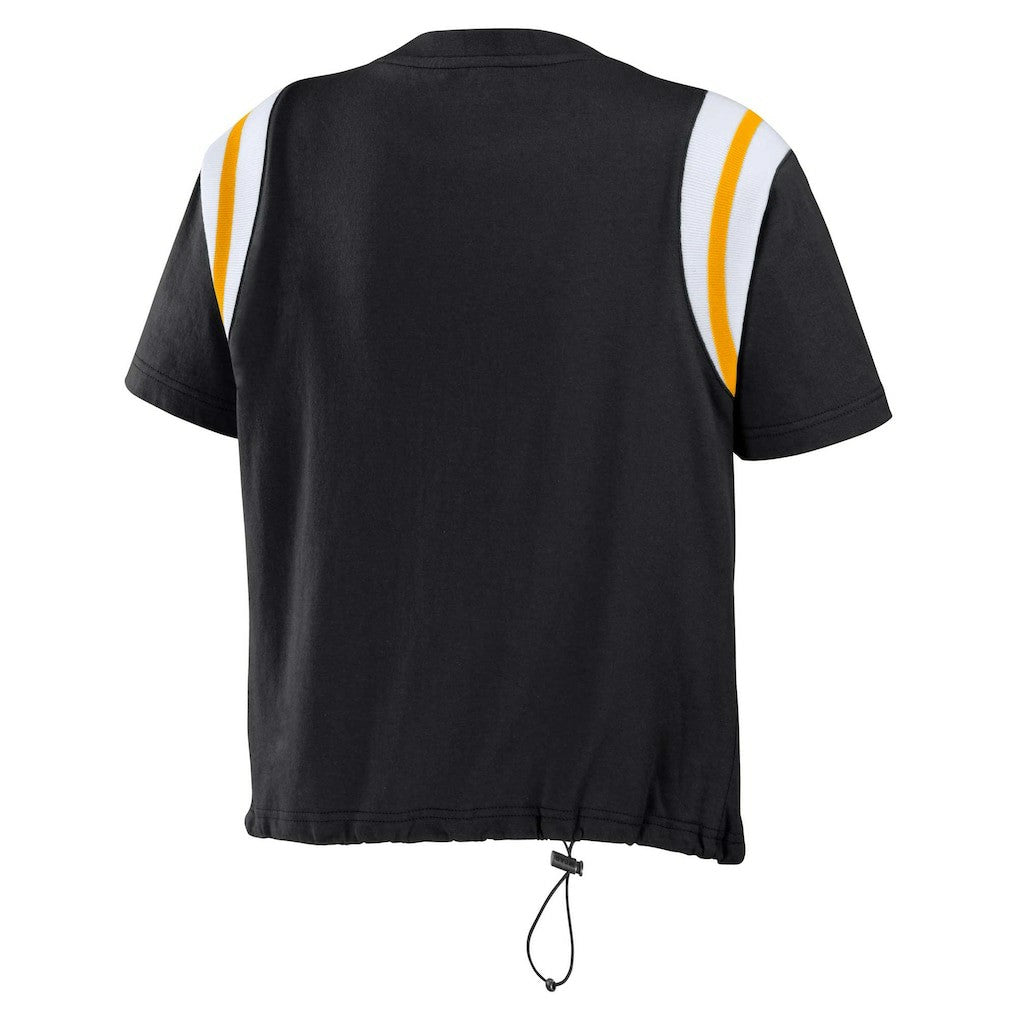Pittsburgh Steelers WEAR by Erin Andrews Women's Cinched Colorblock T-Shirt | NFL Online