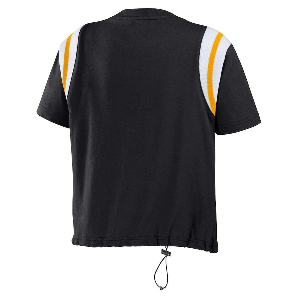 Pittsburgh Steelers WEAR by Erin Andrews Women's Cinched Colorblock T-Shirt | NFL Online