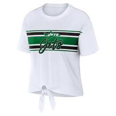New York Jets WEAR by Erin Andrews Women's Front Tie Retro T-Shirt | NFL Online