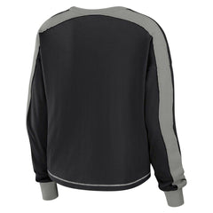 Las Vegas Raiders WEAR by Erin Andrews Women's Color Block Modest Crop Long Sleeve T-Shirt | NFL Sale
