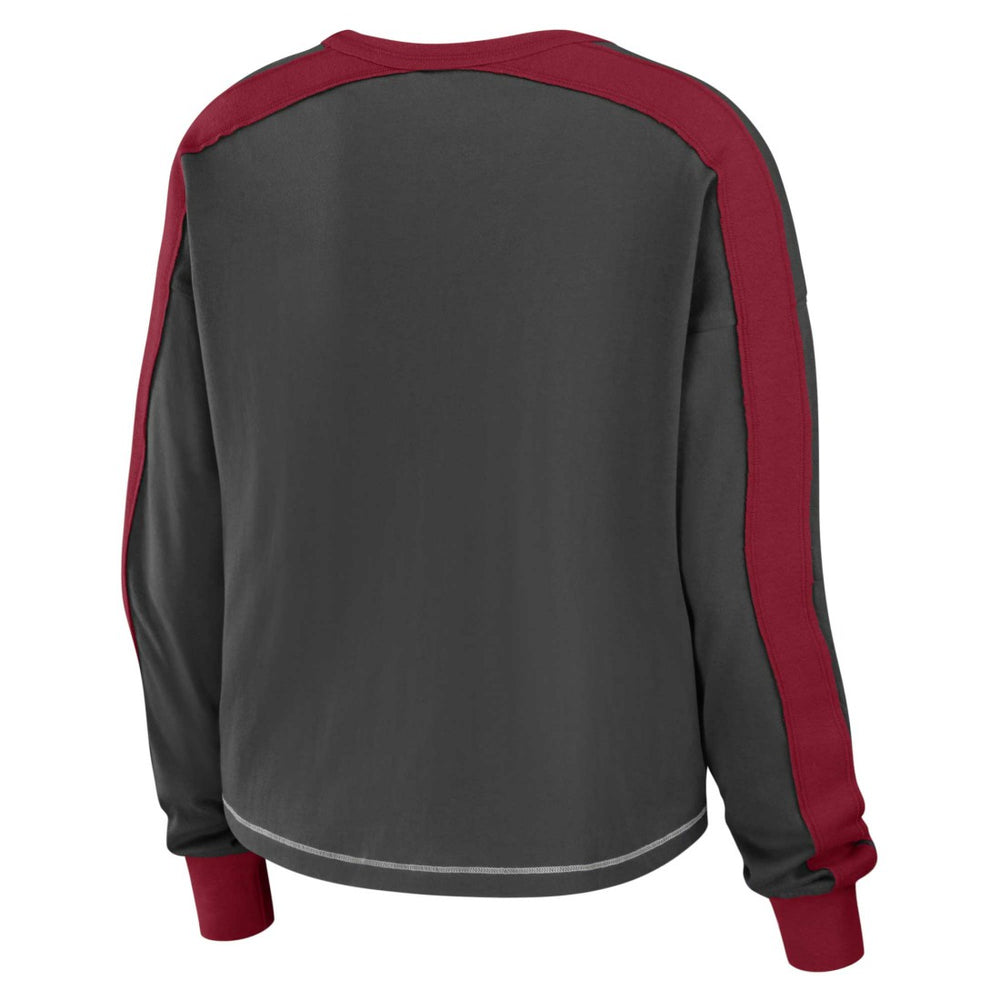 Tampa Bay Buccaneers WEAR by Erin Andrews Women's Color Block Modest Crop Long Sleeve T-Shirt | NFL On sale