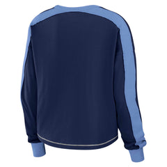 Tennessee Titans WEAR by Erin Andrews Women's Color Block Modest Crop Long Sleeve T-Shirt | NFL Near me