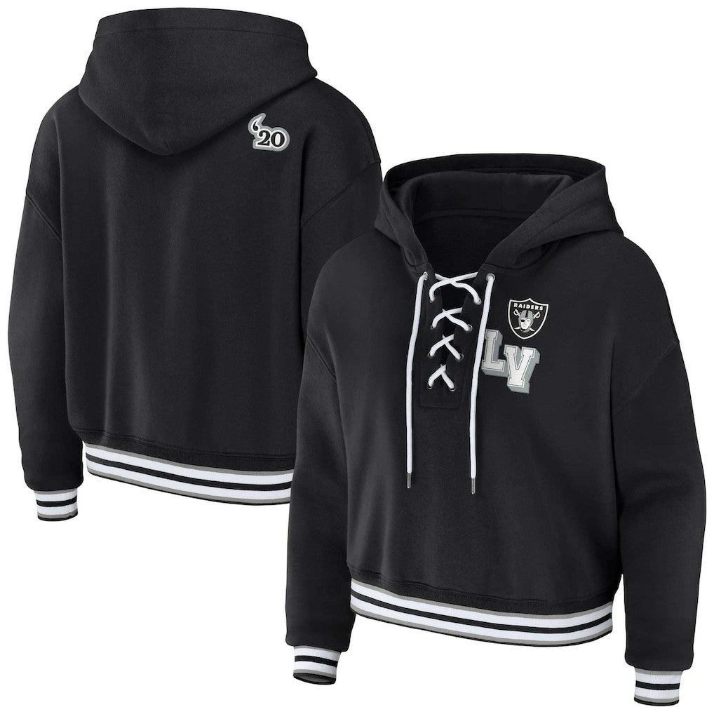 Las Vegas Raiders WEAR by Erin Andrews Women's Lace-Up Pullover Hoodie | NFL New
