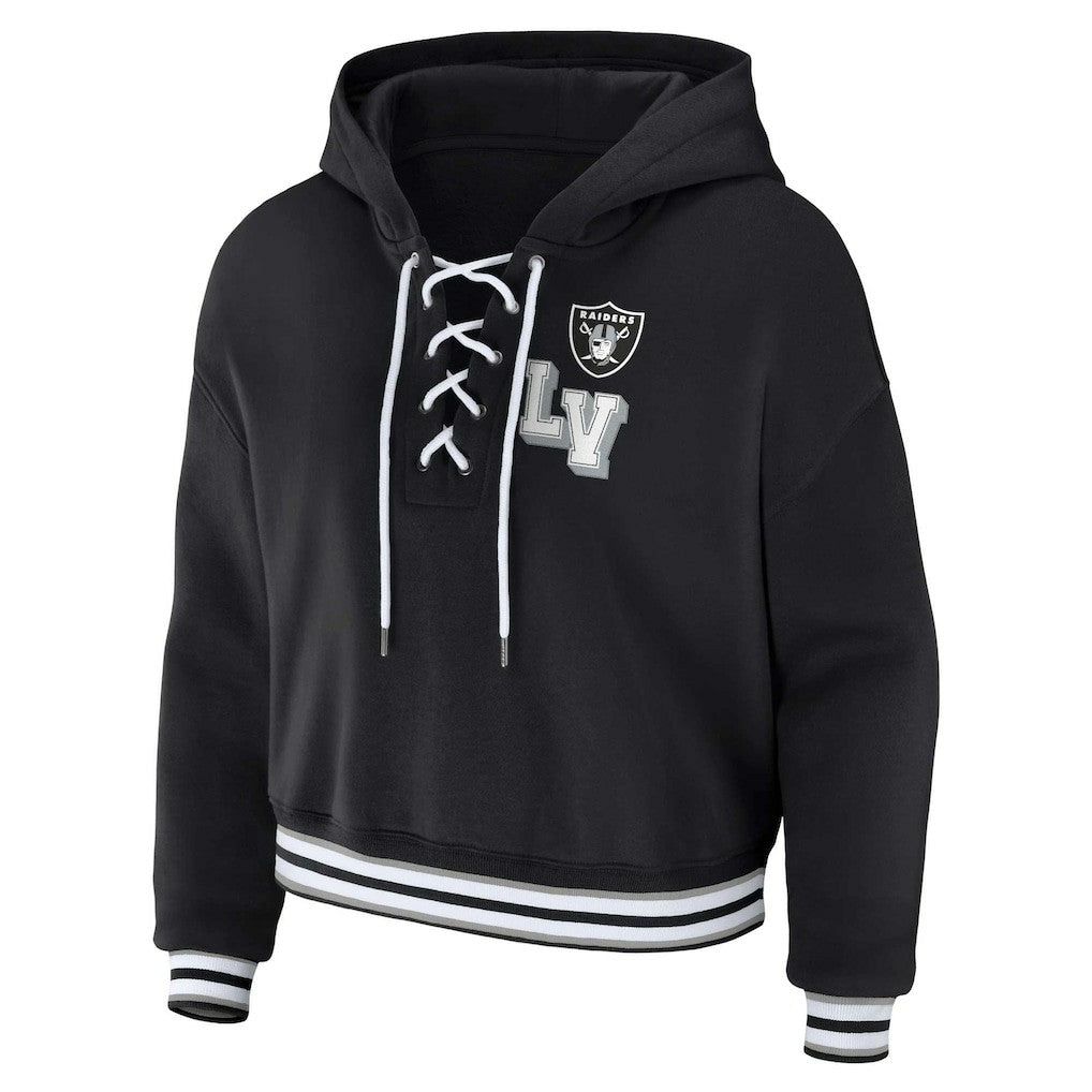 Las Vegas Raiders WEAR by Erin Andrews Women's Lace-Up Pullover Hoodie | NFL New