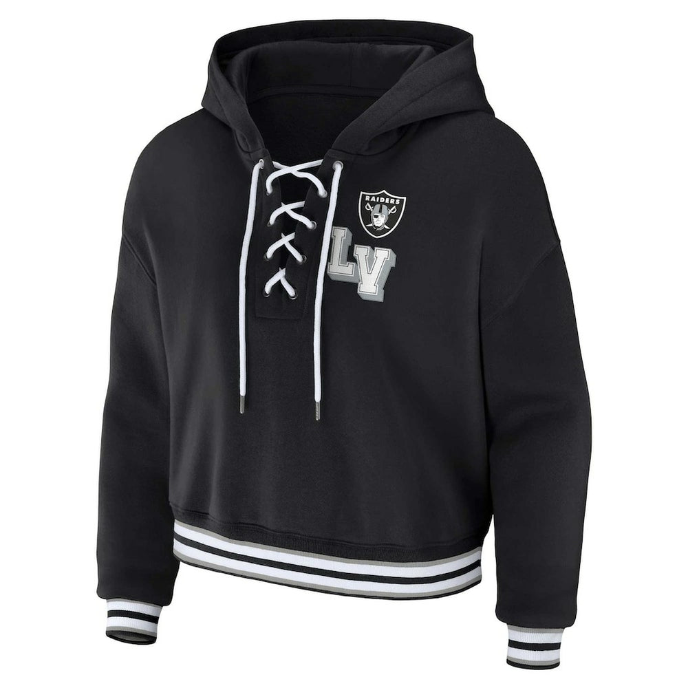 Las Vegas Raiders WEAR by Erin Andrews Women's Lace-Up Pullover Hoodie | NFL New