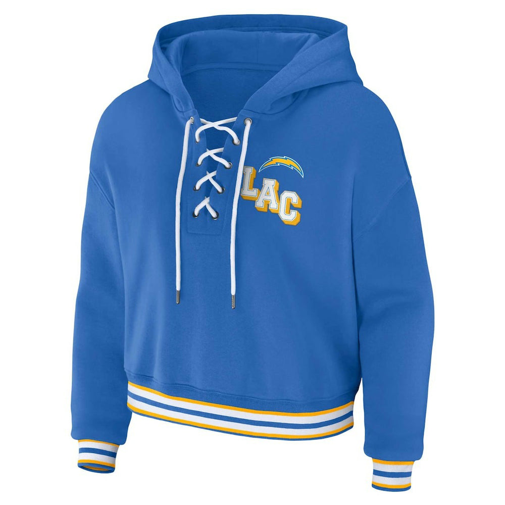 Los Angeles Chargers WEAR by Erin Andrews Women's Lace-Up Pullover Hoodie | NFL Discount