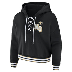 New Orleans Saints WEAR by Erin Andrews Women's Lace-Up Pullover Hoodie | NFL Outlet