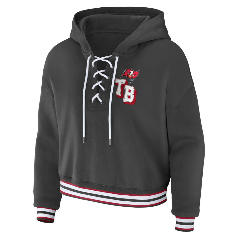 Tampa Bay Buccaneers WEAR by Erin Andrews Women's Lace-Up Pullover Hoodie | NFL Online