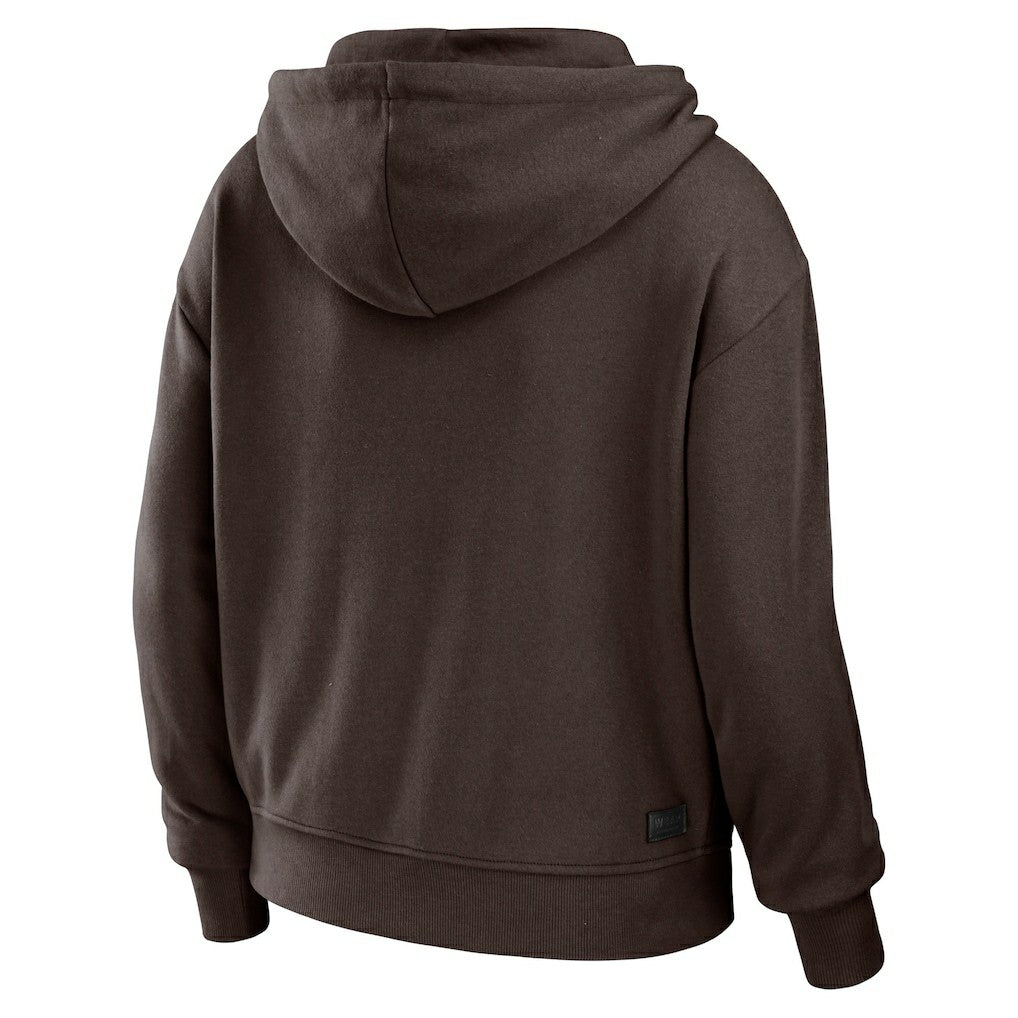 Cleveland Browns WEAR by Erin Andrews Women's Color Block Light Weight Modest Crop Full-Zip Hoodie | NFL Outlet