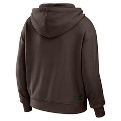 Cleveland Browns WEAR by Erin Andrews Women's Color Block Light Weight Modest Crop Full-Zip Hoodie | NFL Outlet
