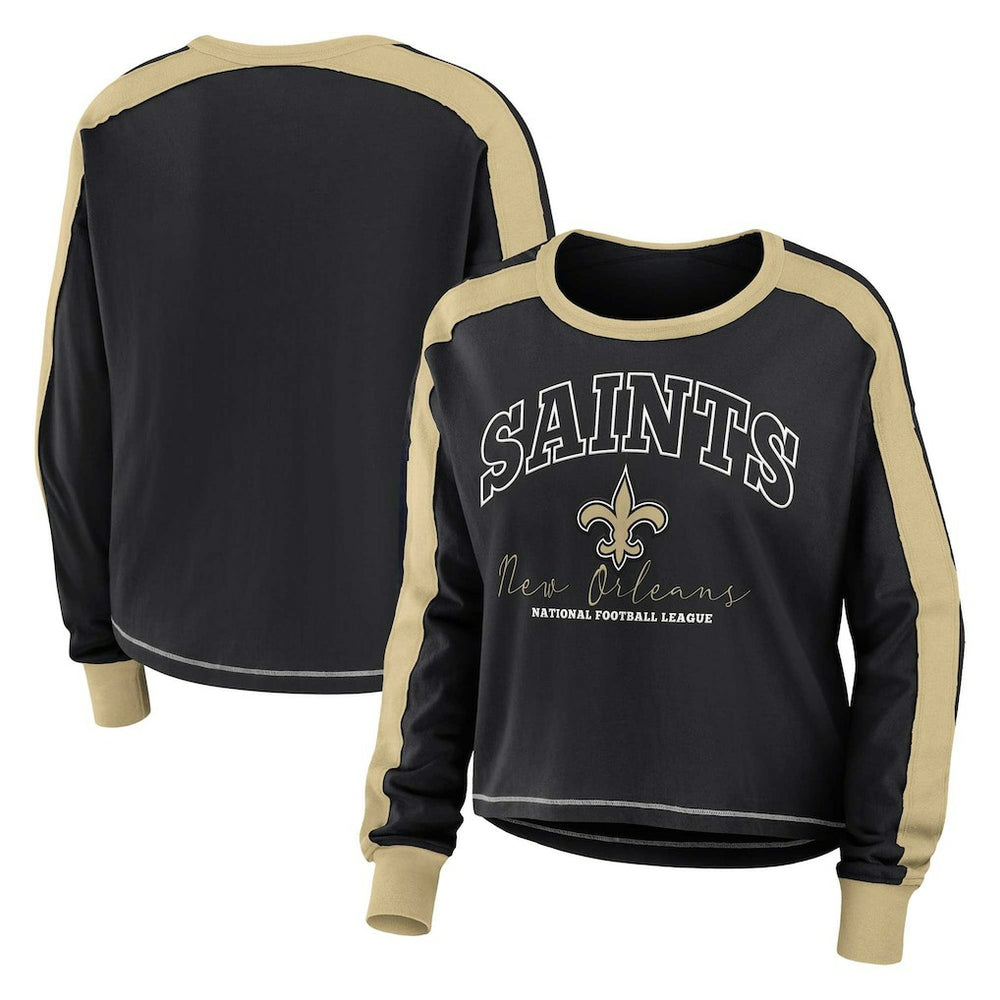New Orleans Saints WEAR by Erin Andrews Women's Plus Size Colorblock Long Sleeve T-Shirt | NFL Hot
