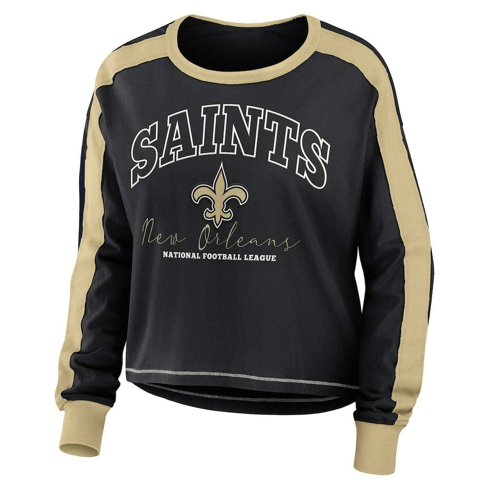 New Orleans Saints WEAR by Erin Andrews Women's Plus Size Colorblock Long Sleeve T-Shirt | NFL Hot
