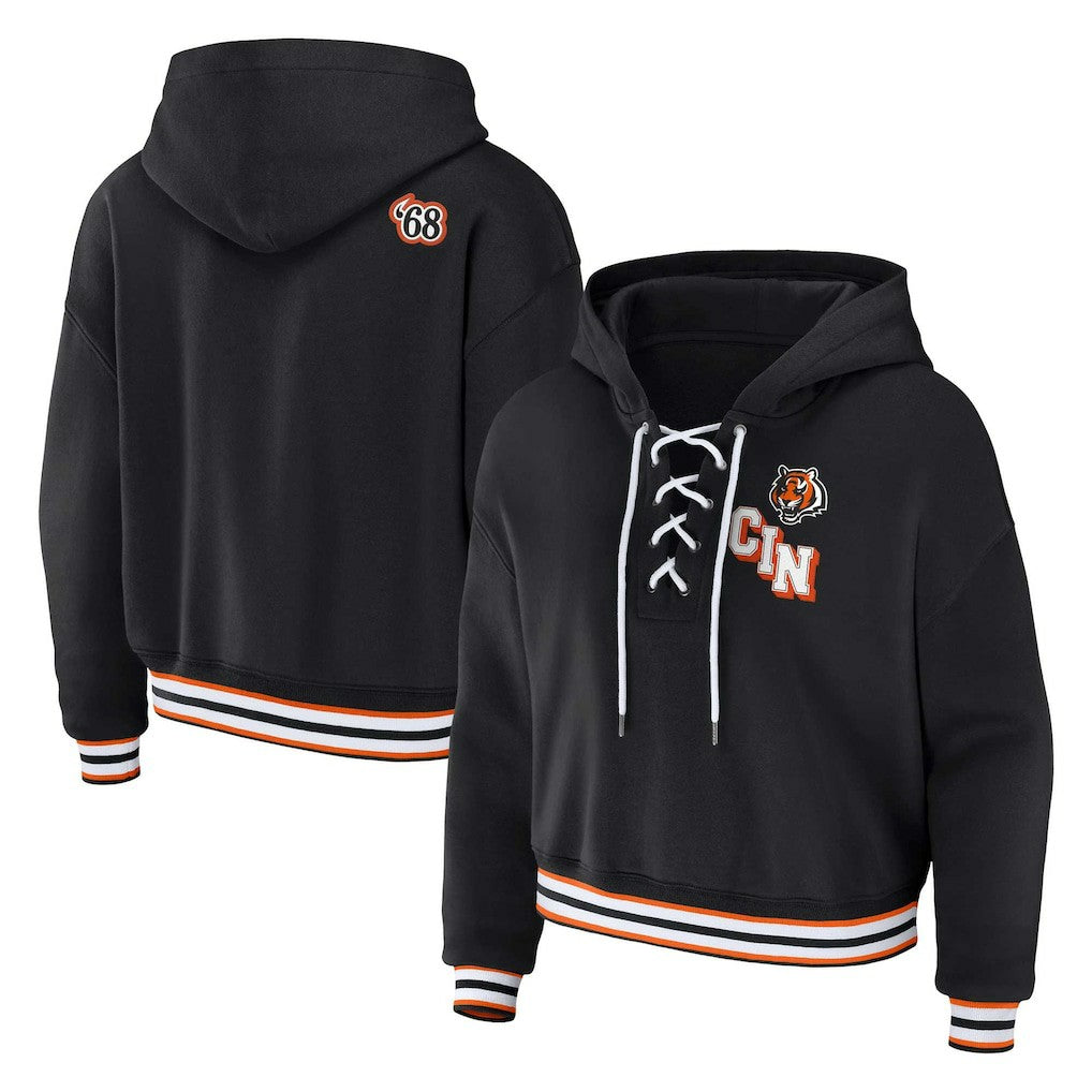 Cincinnati Bengals WEAR by Erin Andrews Women's Plus Size Lace-Up Pullover Hoodie | NFL US
