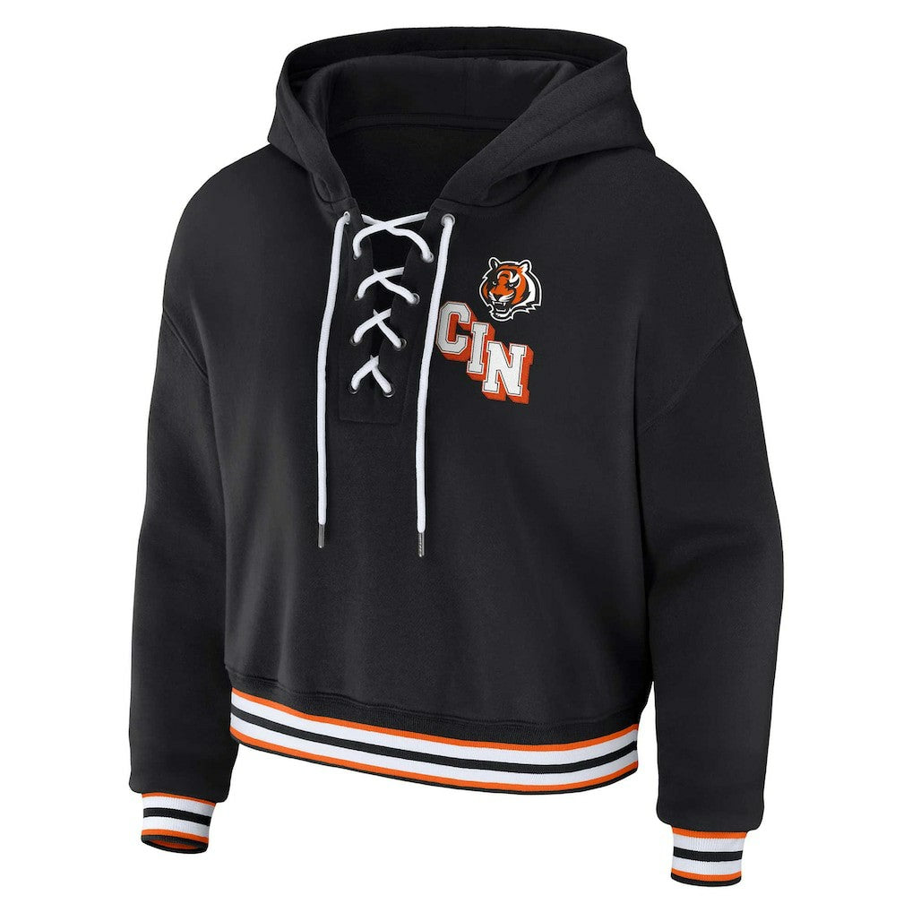 Cincinnati Bengals WEAR by Erin Andrews Women's Plus Size Lace-Up Pullover Hoodie | NFL US