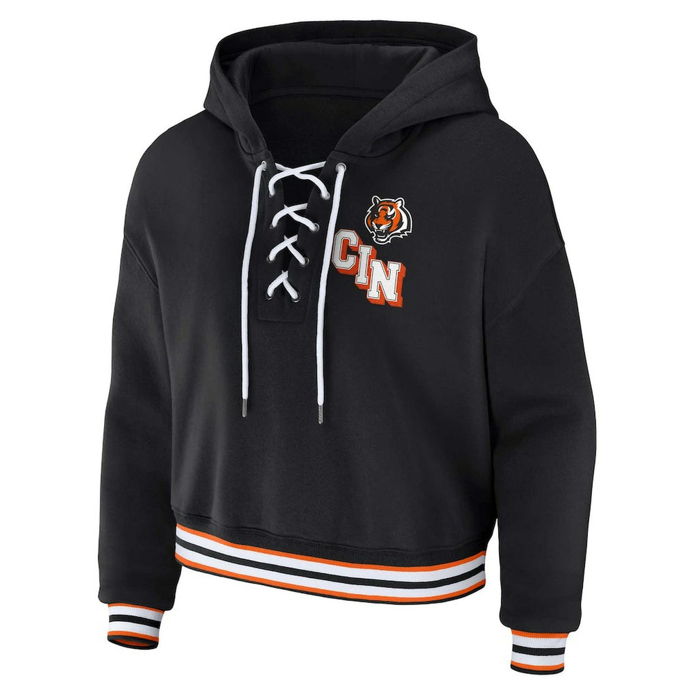 Cincinnati Bengals WEAR by Erin Andrews Women's Plus Size Lace-Up Pullover Hoodie | NFL US