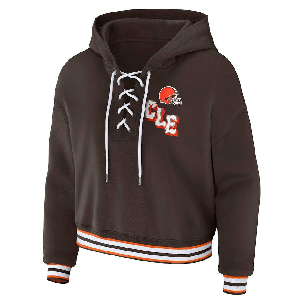 Cleveland Browns WEAR by Erin Andrews Women's Plus Size Lace-Up Pullover Hoodie | NFL Discount