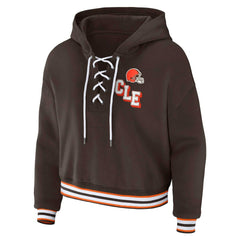 Cleveland Browns WEAR by Erin Andrews Women's Plus Size Lace-Up Pullover Hoodie | NFL Discount