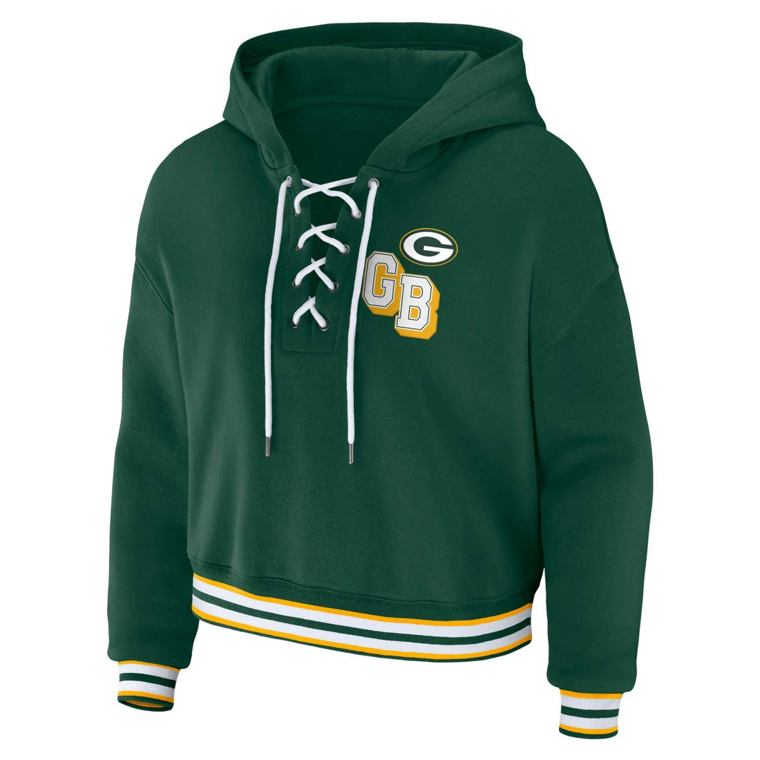 Green Bay Packers WEAR by Erin Andrews Women's Plus Size Lace-Up Pullover Hoodie | NFL Hot