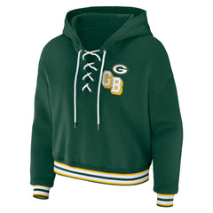 Green Bay Packers WEAR by Erin Andrews Women's Plus Size Lace-Up Pullover Hoodie | NFL Hot