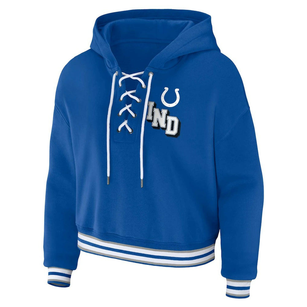 Indianapolis Colts WEAR by Erin Andrews Women's Plus Size Lace-Up Pullover Hoodie | NFL US