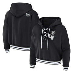 Las Vegas Raiders WEAR by Erin Andrews Women's Plus Size Lace-Up Pullover Hoodie | NFL On sale